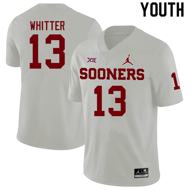 Youth #13 Shane Whitter Oklahoma Sooners College Football Jerseys Sale-White - Click Image to Close
